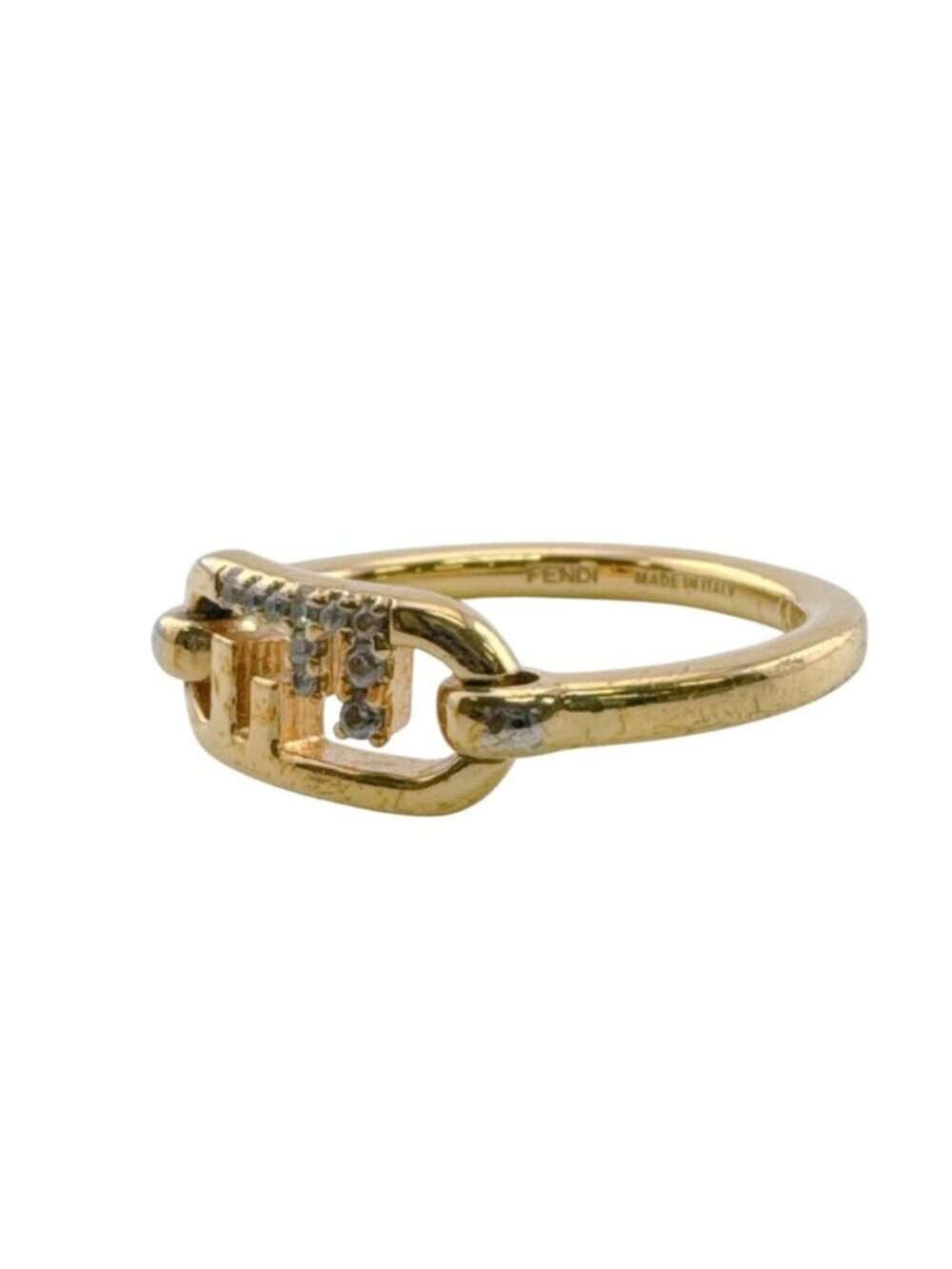 Fendi Rhinestone O-rock FF Logo Ring
